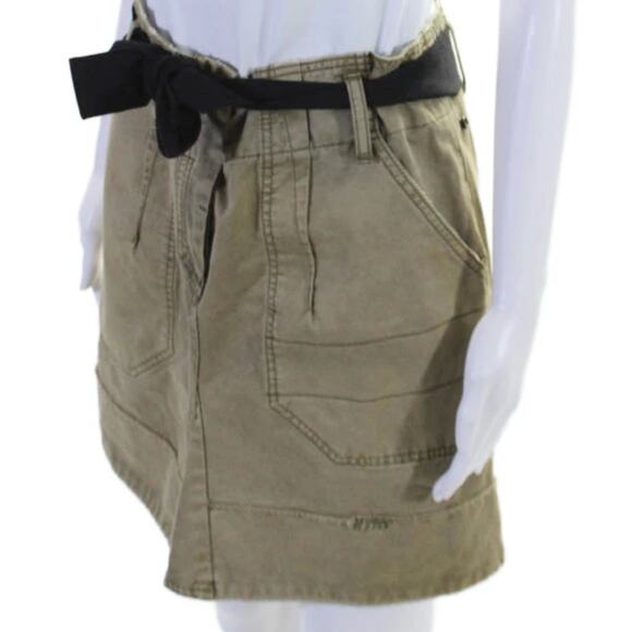 Zadig & Voltaire Jewel Grunge Olive Green Cotton Canvas Utility Skirt 36 S - Picture 3 of 9